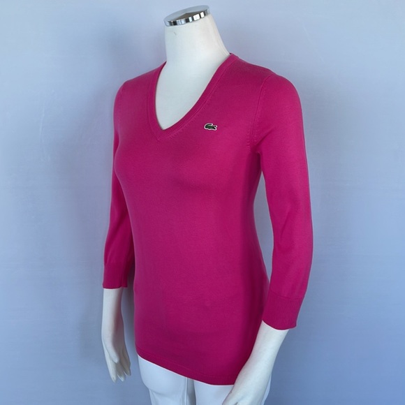 Lacoste Pink Sweater Size 38 3/4in Sleeves - Picture 4 of 13